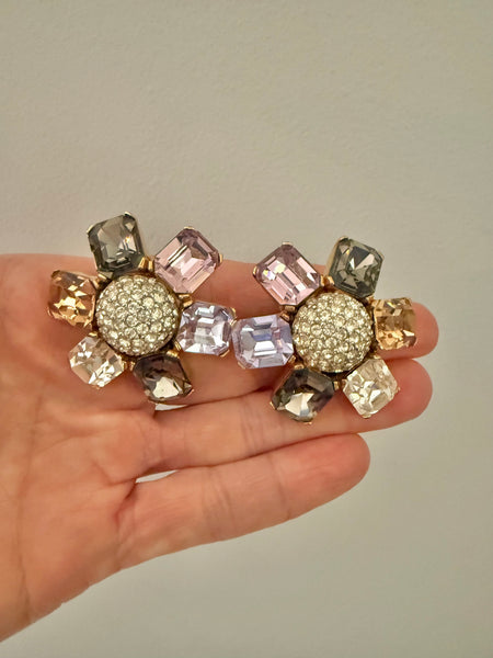 Ciner Large Rhinestone Clip On Earrings