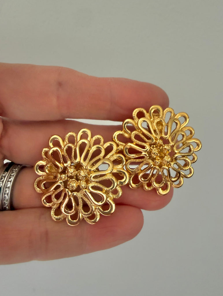 Monet Gold Filigree Clip On Earrings