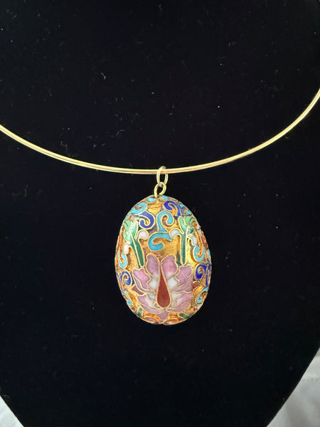 Cloisonné Egg Pendant on Choker Wire