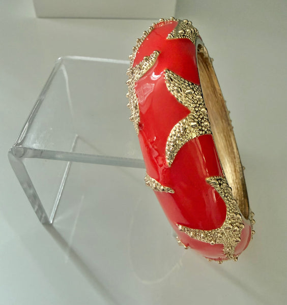 Coral Enamel Bracelet