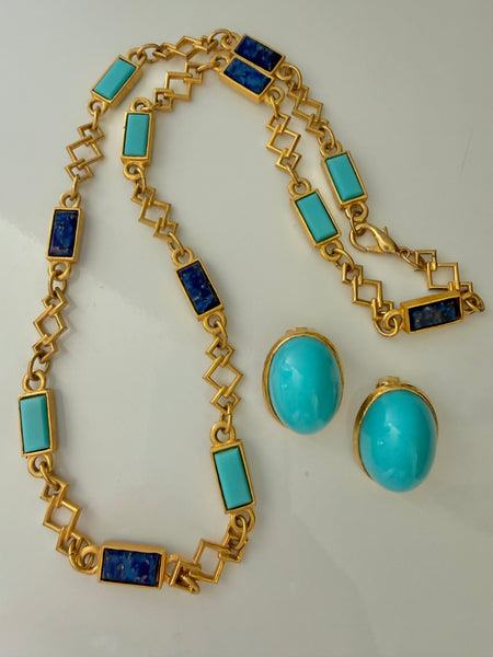 Turquoise & Lapis Link Necklace