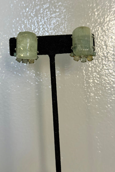 Siman Tu Genuine Stone Clip On Earrings