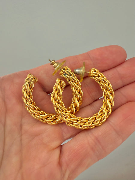 Woven Hoop Post Earrings