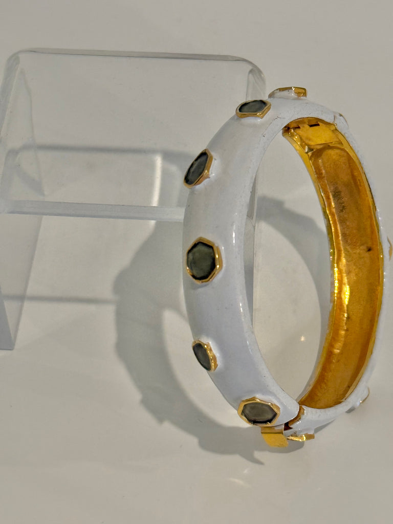 Original by Robert Hinged White Enamel Bracelet