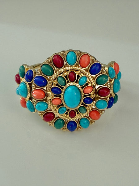 RJ Graziano Colorful Cabochon Bracelet with Hidden Watch