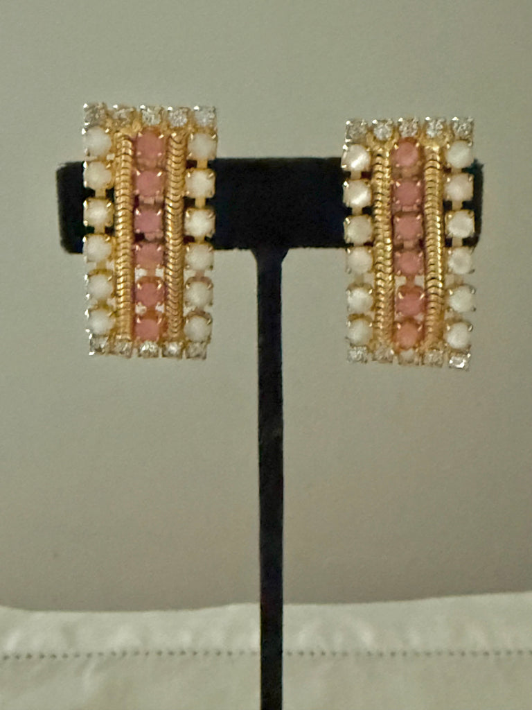 Hobé Pink Rhinestone Earrings