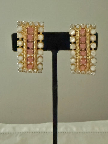 Hobé Pink Rhinestone Earrings