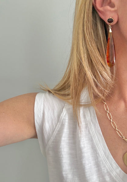Kenneth Jay Lane Lucite Amber Post Earrings