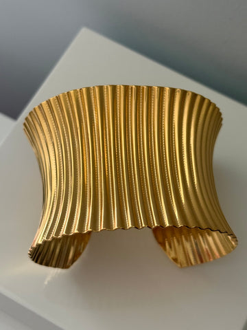 Reserved: Gold Ribbed Cuff Bracelet