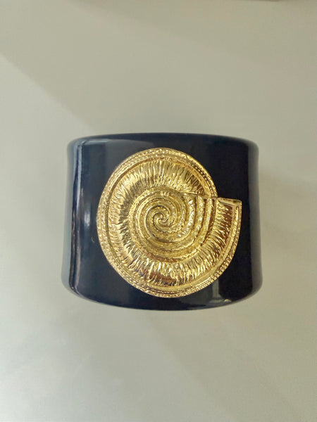 Lucite Cuff Bracelet with Nautilus Shell