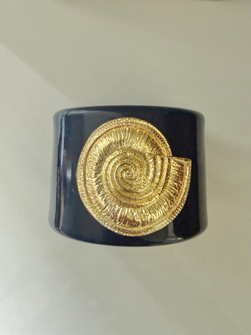 Lucite Cuff Bracelet with Nautilus Shell