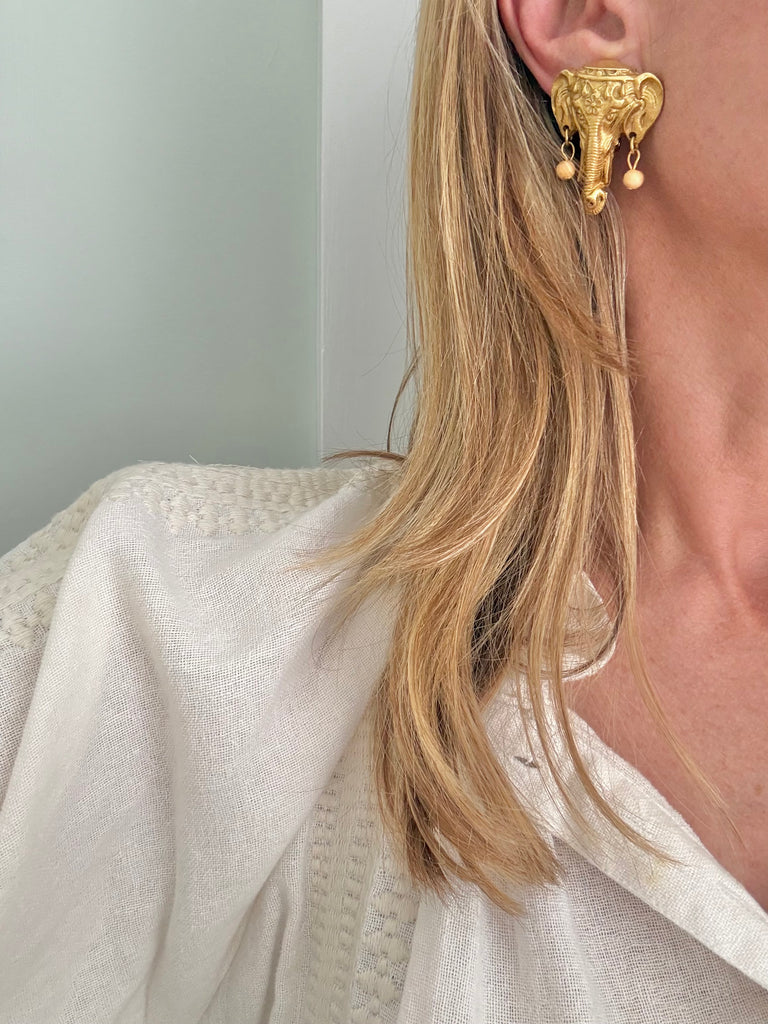 Kenneth Jay Lane Elephant Clip On Earrings