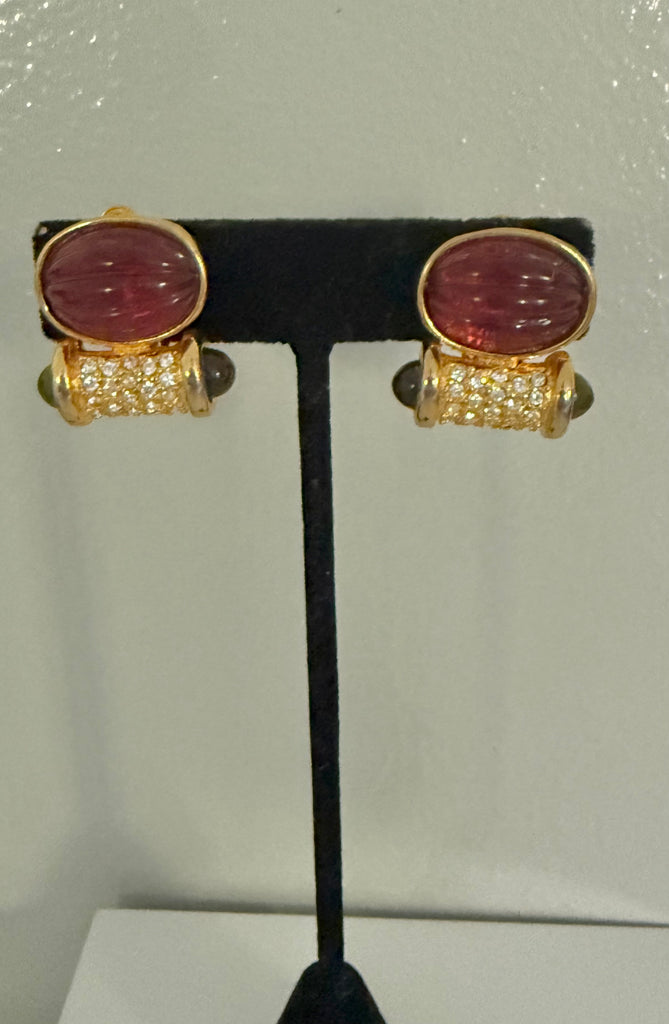 Jesara Carved Glass Clip On Earrings