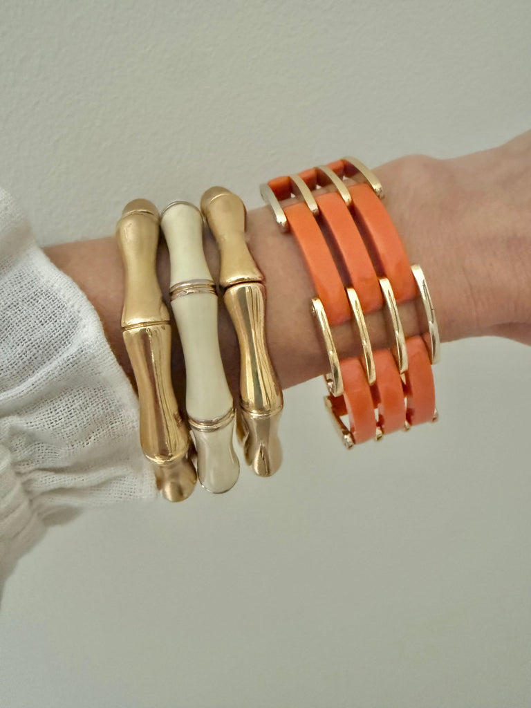 Coral Lucite Track Bracelet