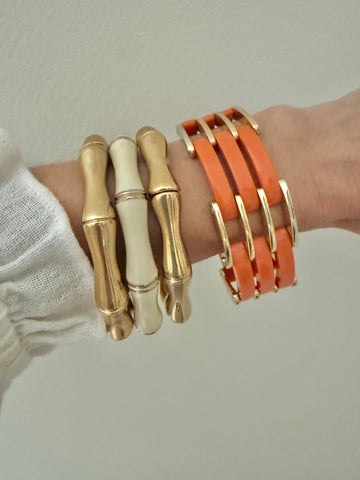 Coral Lucite Track Bracelet