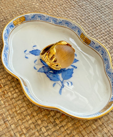 Alexis Bittar Carved Resin Bombe Ring Size 7