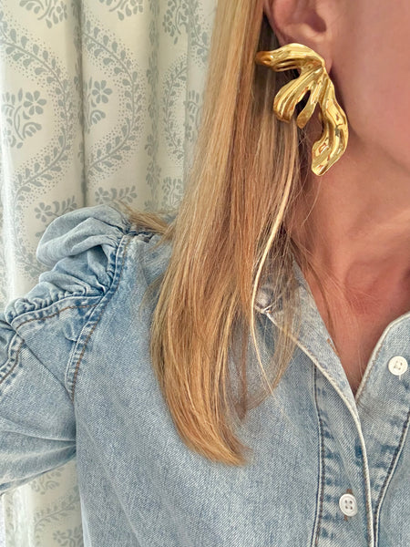 Contemporary Gold Wing Post Earrings