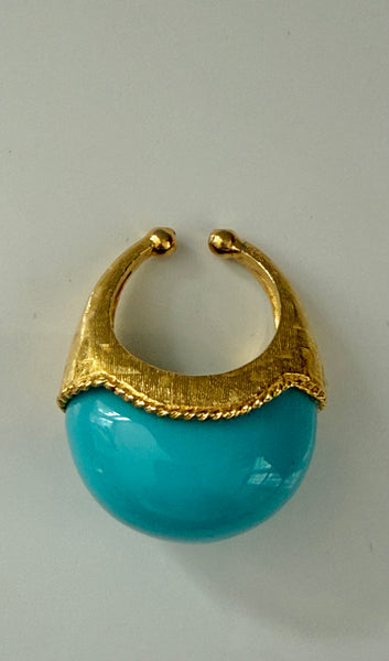 Turquoise Lucite Cuff Ring
