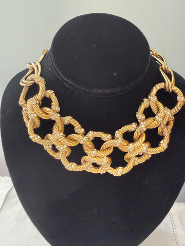 Rhinestone Link Choker Necklace