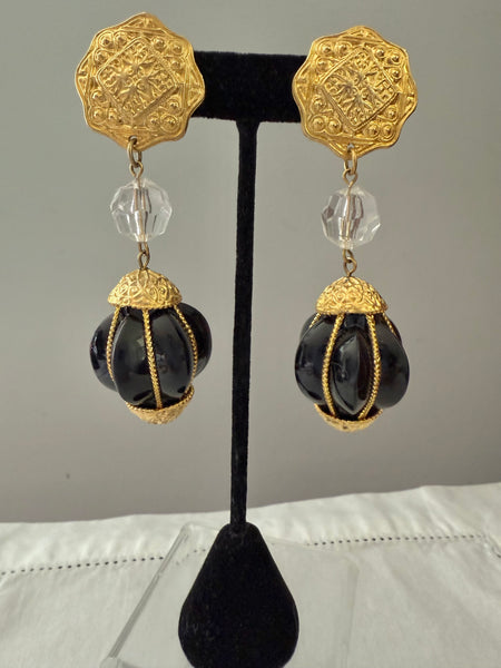 Christian Dior Dangle Clip On Earrings