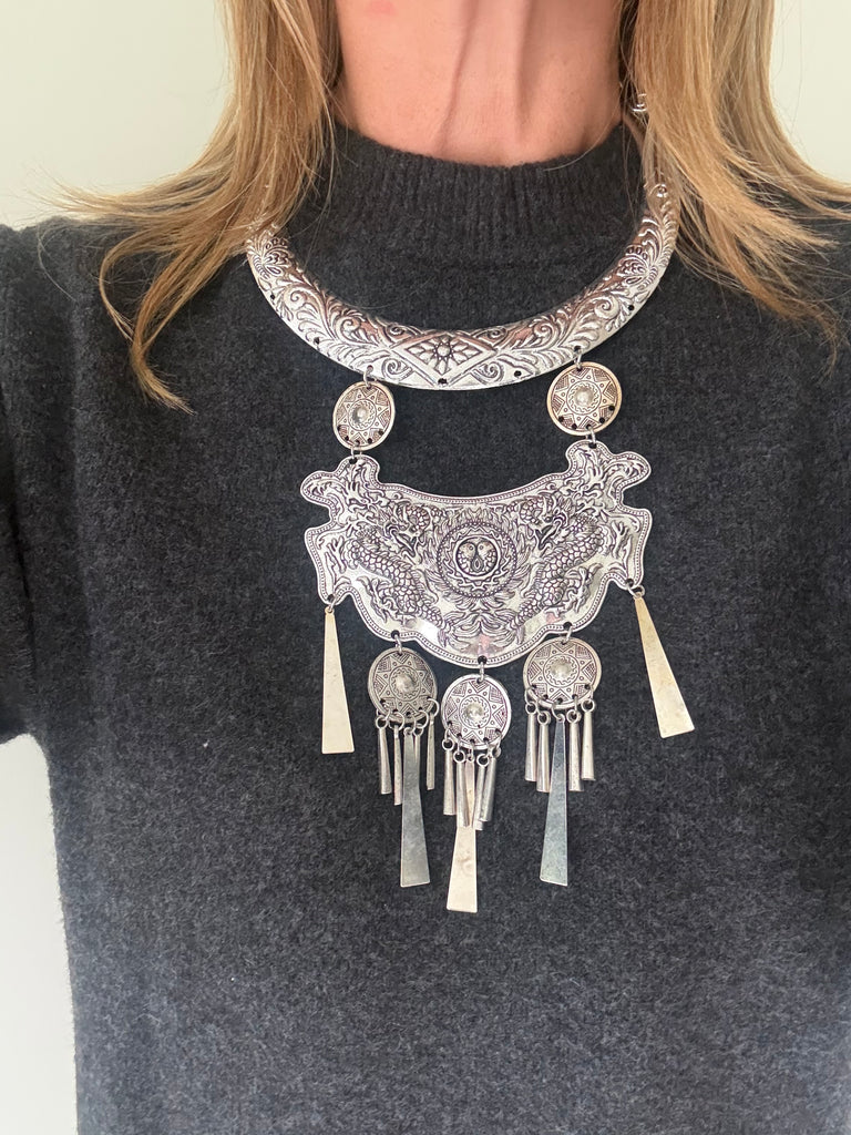 Silver Plated Statement Necklace