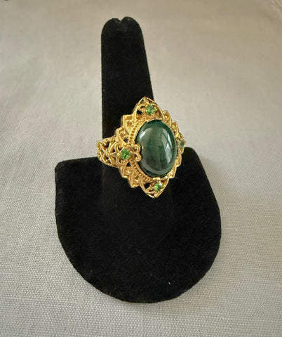 Green Cabochon Ring Size 9