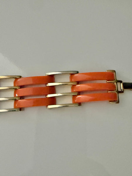 Coral Lucite Track Bracelet