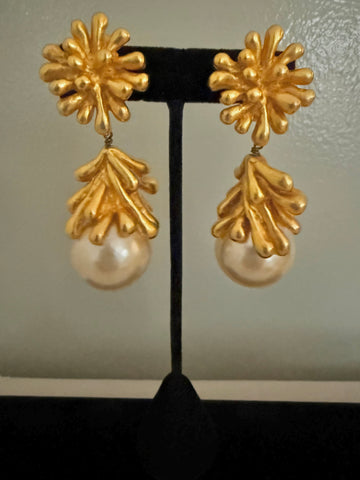 Christian Lacroix Pearl Clip On Earrings