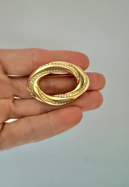 Christian Dior Oval Rhinestone Brooch