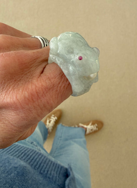 Jade Frog Ring Size 10