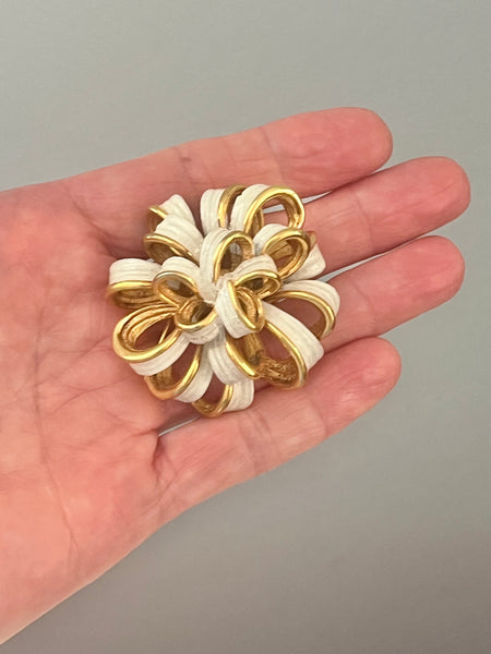 Boucher White Enamel Bow Brooch