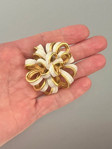 Boucher White Enamel Bow Brooch
