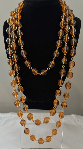 Chanel Honey Citrine Gripoix Triple Strand Necklace