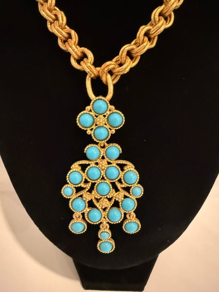 Kenneth Jay Lane Turquoise Pendant Necklace