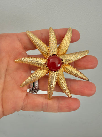 Capri Large Starfish Brooch with Cabochon Center