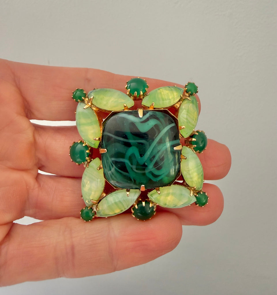 Green Glass Brooch