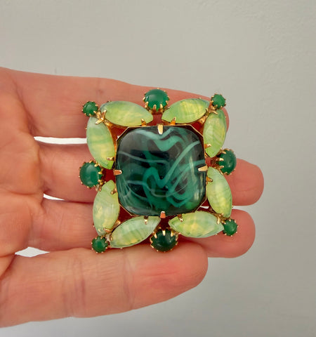 Green Glass Brooch