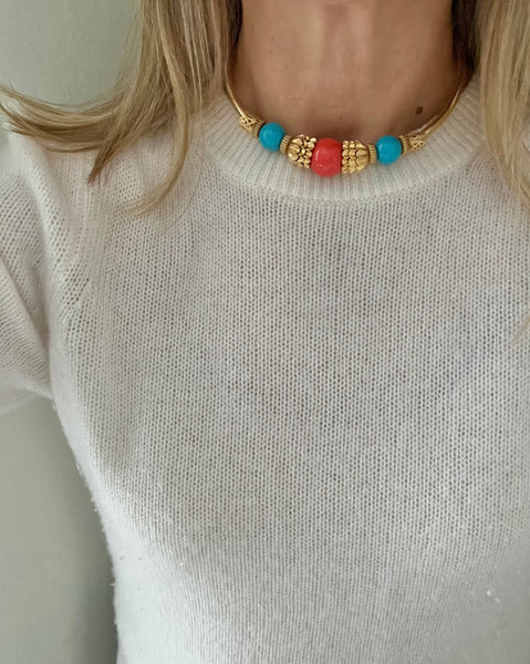 Vendome Coral & Turquoise Choker Necklace