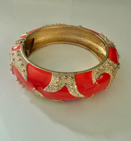 Coral Enamel Bracelet