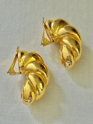 C Stein Gold Plated Hoop Clip On Earrings