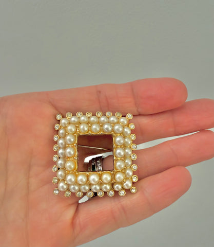 Bellini Square Pearl Brooch