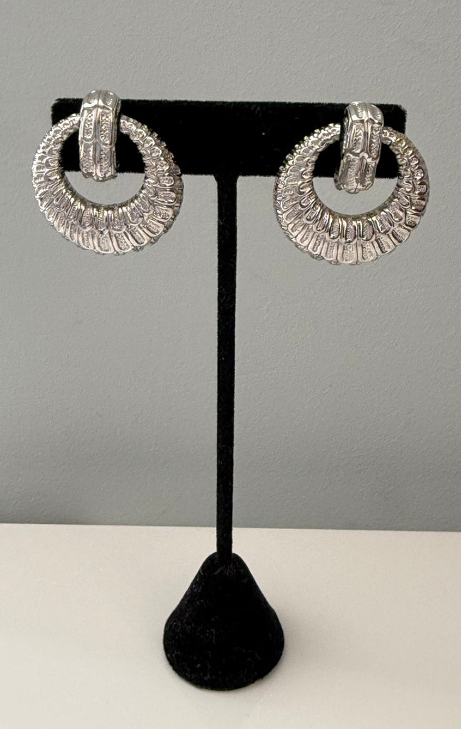 Monet Silver Door Knocker Clip On Earrings
