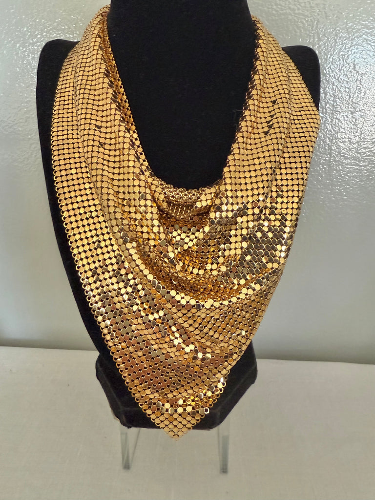 Whiting & Davis Gold Mesh Scarf Necklace