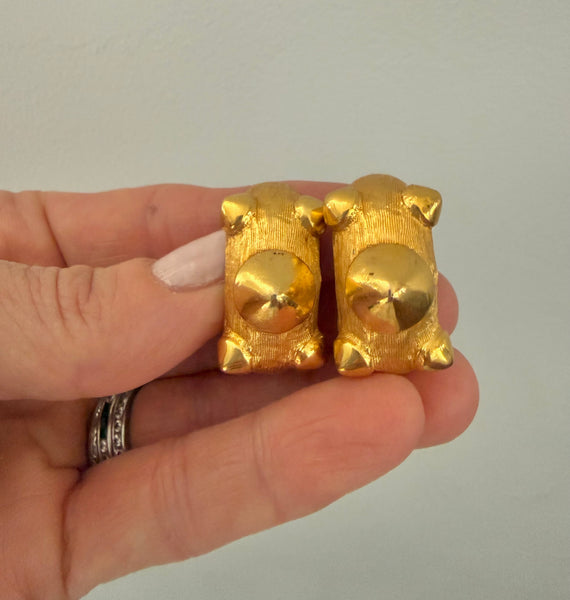Cadoro Gold Spike Hoop Clip On Earrings