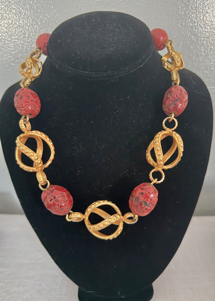 Philippe Ferrandis Red Dangle Clip On Earrings