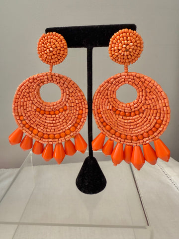 Kenneth Jay Lane Large Coral Beaded Post Earrings