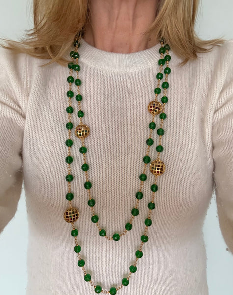 Chanel Green Gripoix Station Necklace