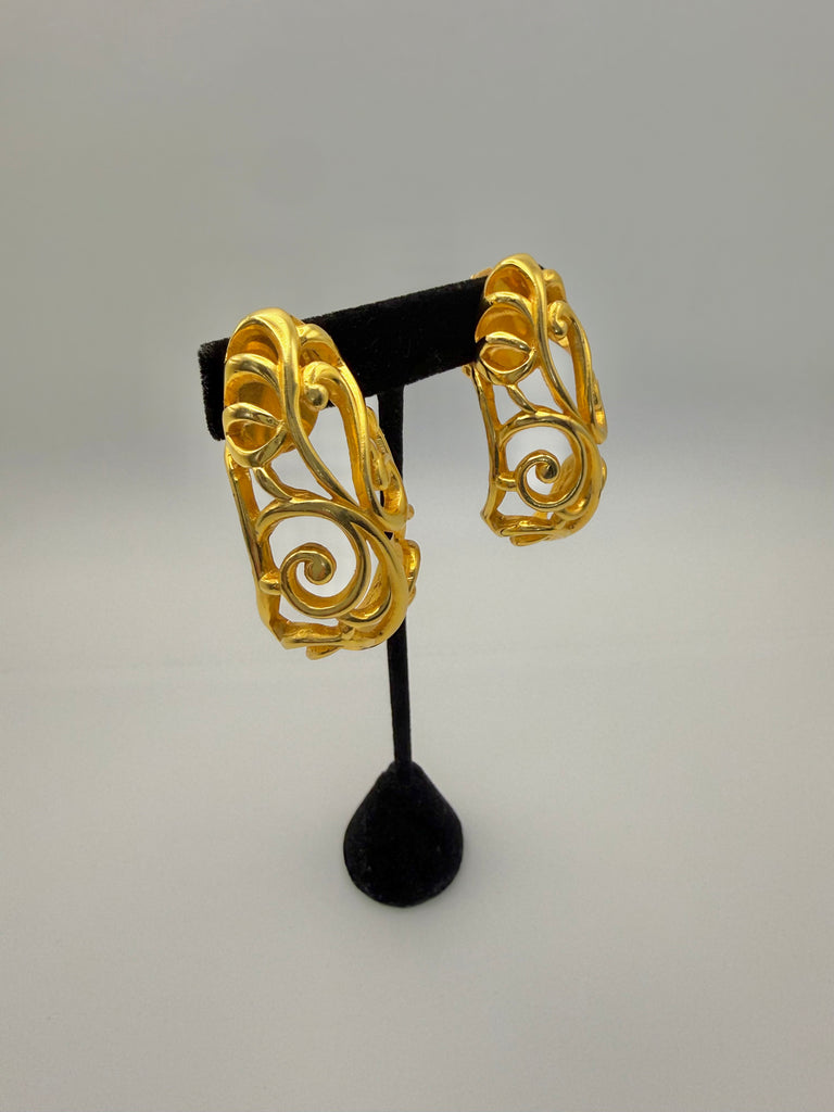 Caged Gold Clip On Earrings
