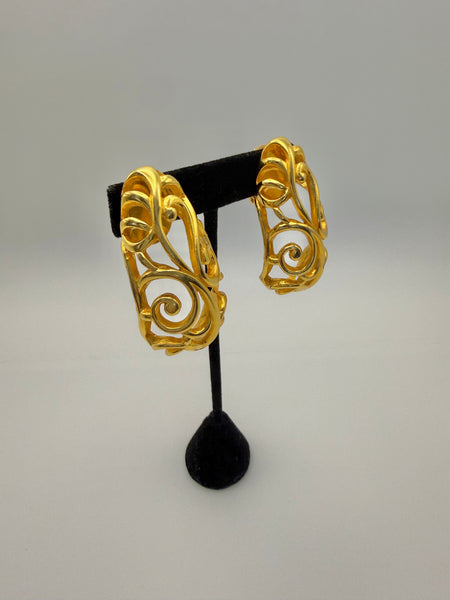 Caged Gold Clip On Earrings