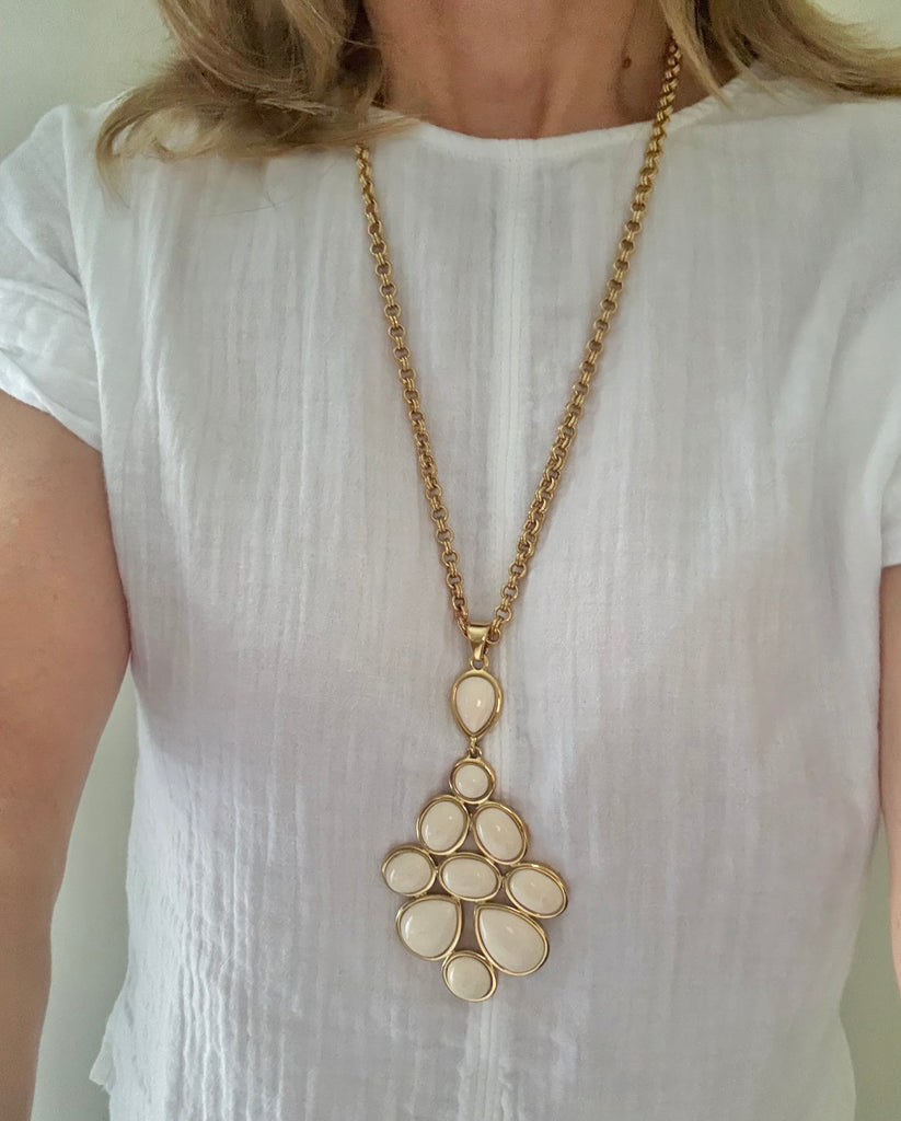 Contemporary Cream Pendant Necklace